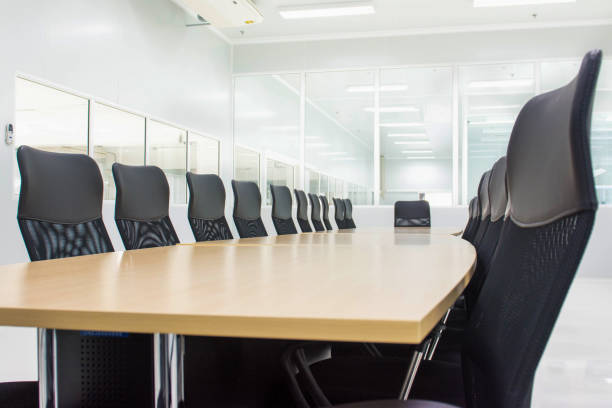 istock Empty blank meeting room with white tone concept 1279495119