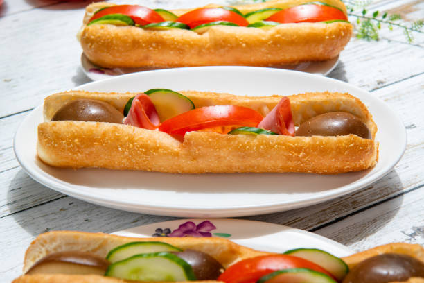 Nutritious Sandwich is a famous food stall in Keelung, TaiwanTaiwan fried sandwich also known as Nutritious Sandwich in Mandarin
