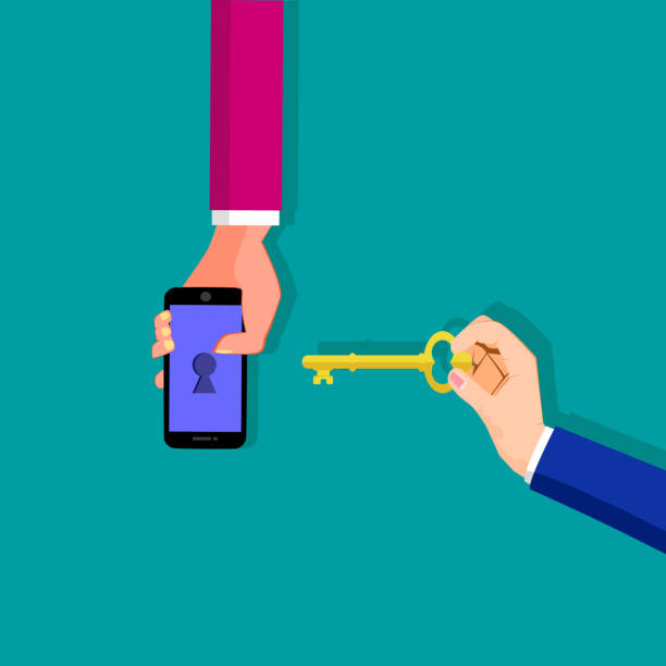 istock People use keys to unlock smartphones. Unlocking  for smartphones concept 1279497237