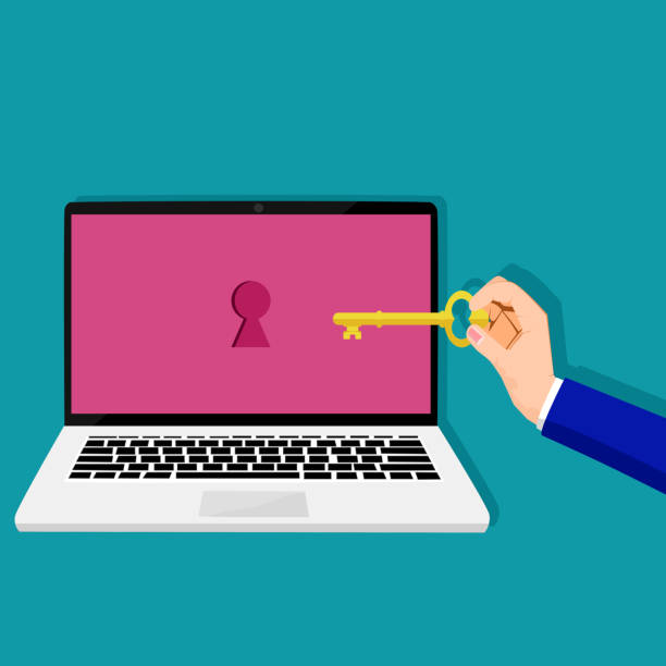 istock People use keys to unlock laptop codes. The idea of 