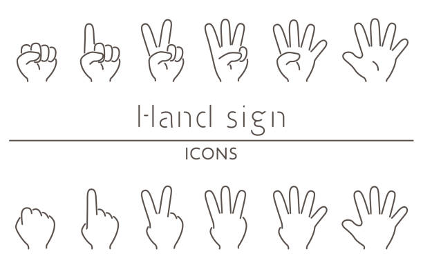 指で数字を表す手のサインアイコン - one finger点のイラスト素材／クリップアート素材／マンガ素材／アイコン素材