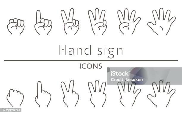 손가락으로 숫자를 나타내는 손 기호 아이콘 가위 바위 보에 대한 스톡 벡터 아트 및 기타 이미지 - 가위 바위 보, 3가지 개체,  4가지 개체 - Istock