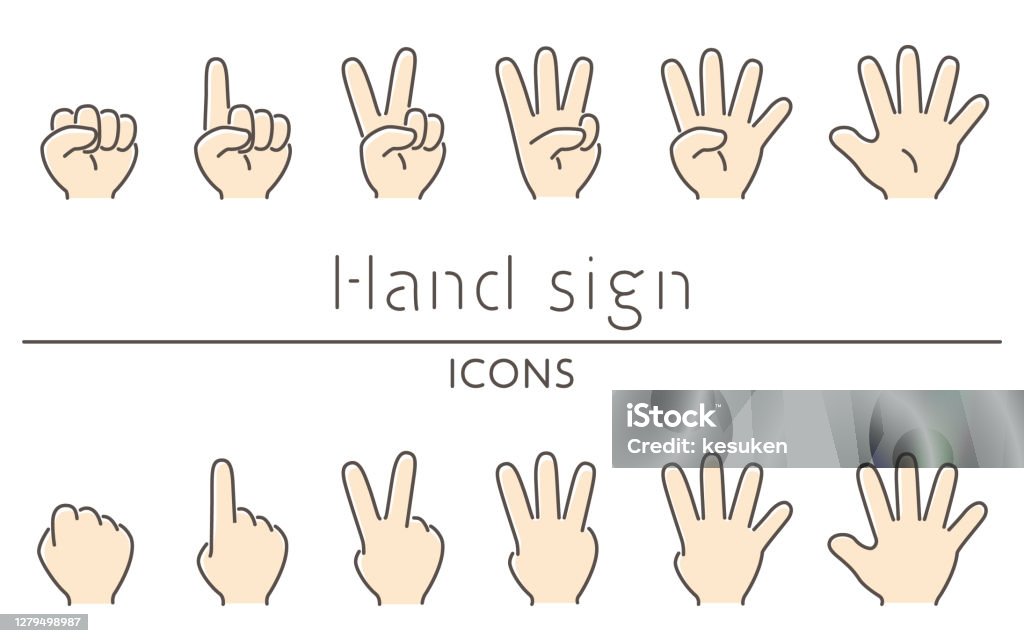 손가락으로 숫자를 나타내는 손 기호 아이콘 가위 바위 보에 대한 스톡 벡터 아트 및 기타 이미지 - 가위 바위 보, 3가지 개체,  4가지 개체 - Istock
