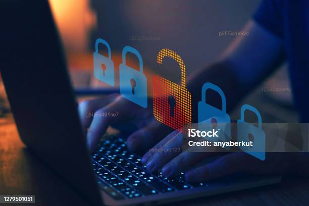 Hacker Attack Cyber Crime Concept Stock Photo - Download Image Now - Network Security, Internet, Security