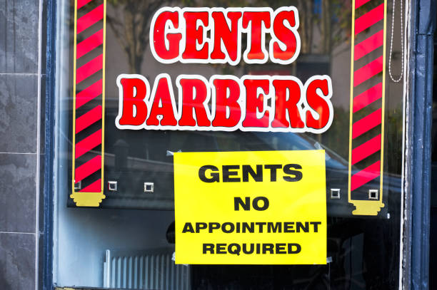 istock Gents barbers shop sign no appointments required 1279501310