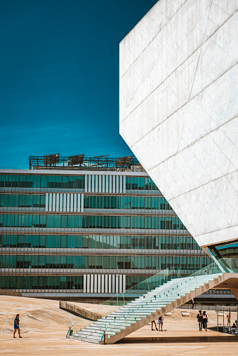August 21st, 2020 – Porto, Portugal: Casa de Música, the concert hall in Porto, Portugal is a famous modern building in the city center which is highly frequented by tourists passing by and even skaters enjoy the wavy pattern around it as a skate park.