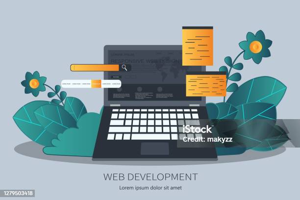 Web Development Flat Illustration Concept Flat Vector Illustration ...