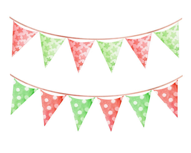 istock watercolor red green christmas party flags garland set isolated on white background 1279504879