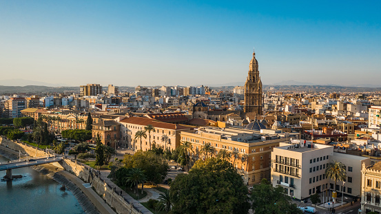 Dome of Metropolitan Cathedral–Basilica of the Assumption of Our Lady on Plaza de la Almoina in Valencia, Spain