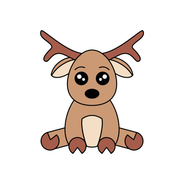 Confused Cute Reindeer Funny Deer Cartoon Character Doodle Stock  Illustration - Download Image Now - iStock