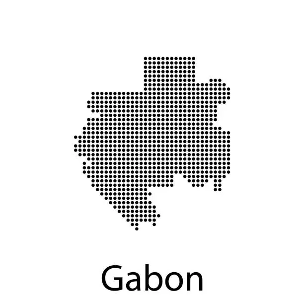 Vector illustration of Vector gray map Gabon. Isolated vector Illustration. Black on Grey background. EPS Illustration.