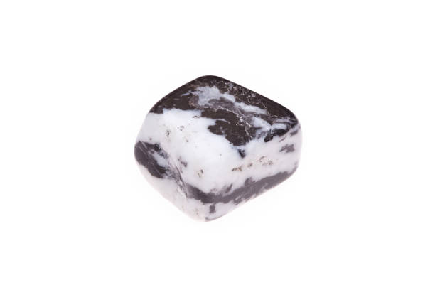 Argillite mineral zebra stone, isolated on white background, macro