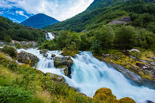 Briksdalsbreen is a glacier arm of Jostedalsbreen, and a lake, Briksdalsbre, Norway