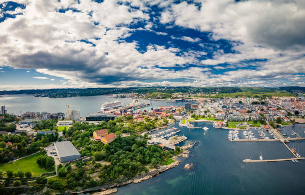 istock Drone view of Kristiansand and Kvadraturen from Oderoya, Norway 1279511443