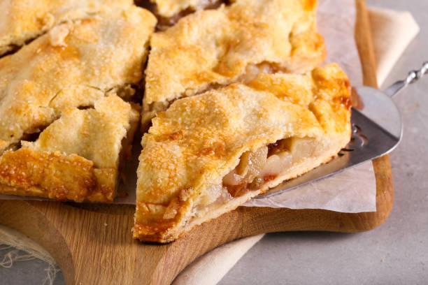 istock Spicy pear and raisin pie, sliced 1279513019