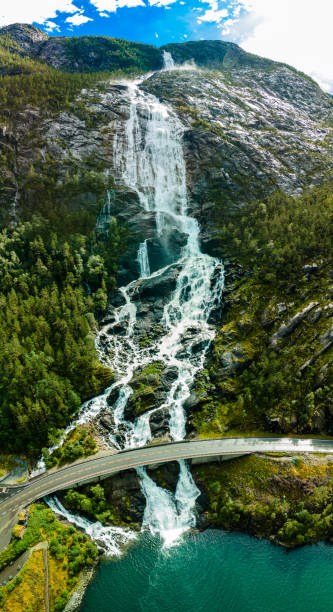 istock Langfoss (Langfossen) is the fifth highest waterfall in Norway. 1279513857