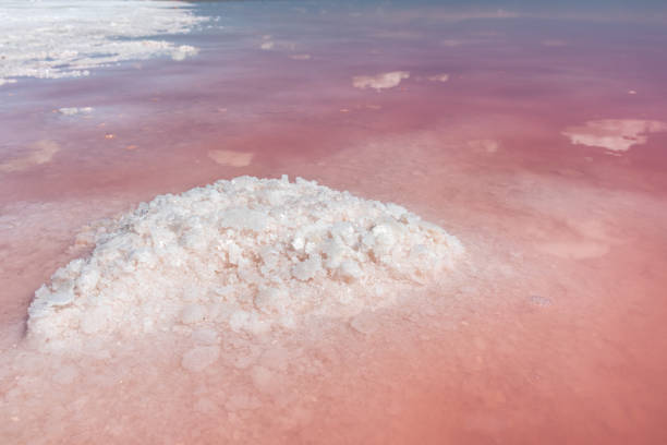 istock Salt spa crystals bunch close on Pink salt water 1279513984