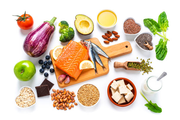 istock Foods to lower cholesterol shot from above on white background 1279519787