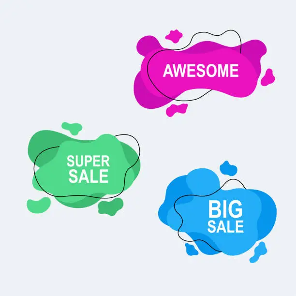 Vector illustration of set of speech bubbles with amoeba flat design for promotion