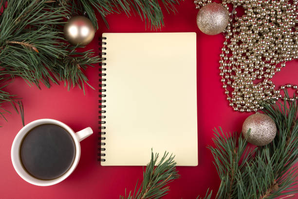 istock Christmas layout on a red background, top view with space to copy. 1279527477