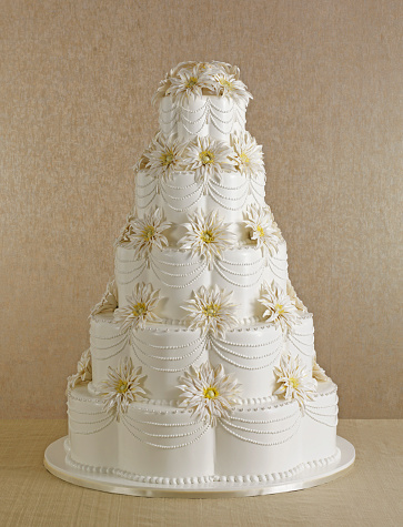 huge wedding cake in white background