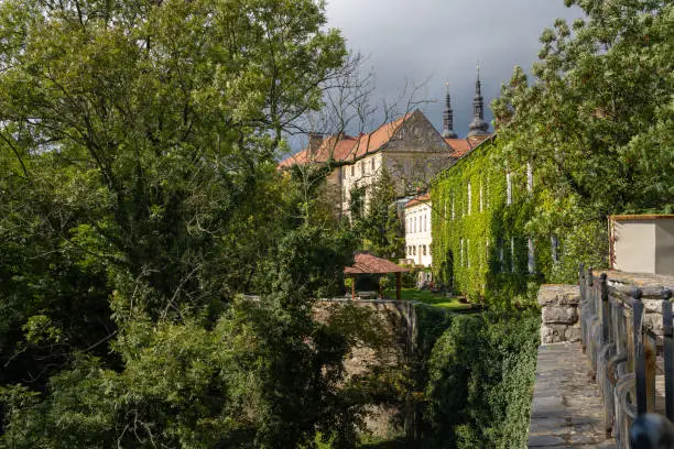View of beautiful gardens on the town walls in Olomouc, Czech Republic
