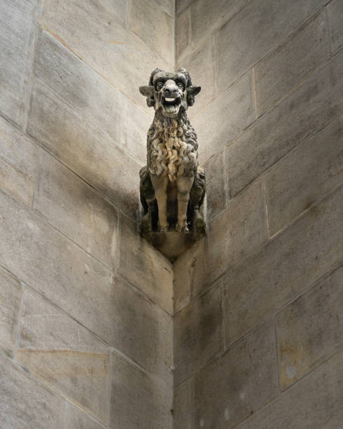 Stone gargoyles on a wall