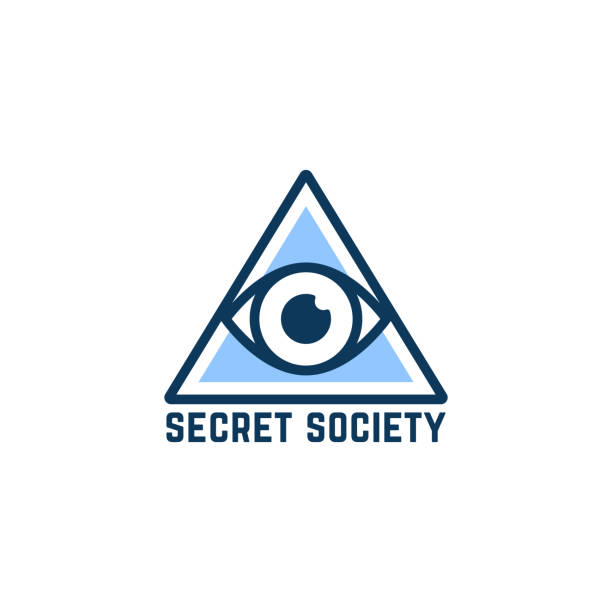 simple blue secret society icon simple blue secret society icon. concept of conspiracy theory or hidden government. linear flat style trend modern minimal conspiracy graphic art design isolated on white background illuminati stock illustrations