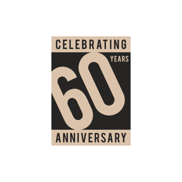 ilustrações, clipart, desenhos animados e ícones de 60 anos de celebração de aniversário ícone vector stock illustration design template. - 60th anniversary