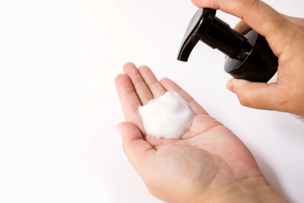 istock hand wash foam on a white background 1279533976