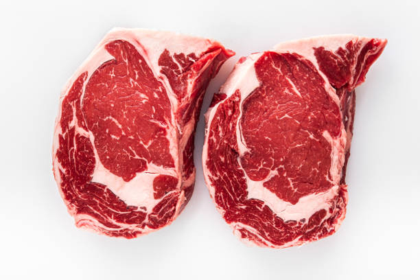 bistecche di costolette disossate - steak red meat beef rib eye steak foto e immagini stock