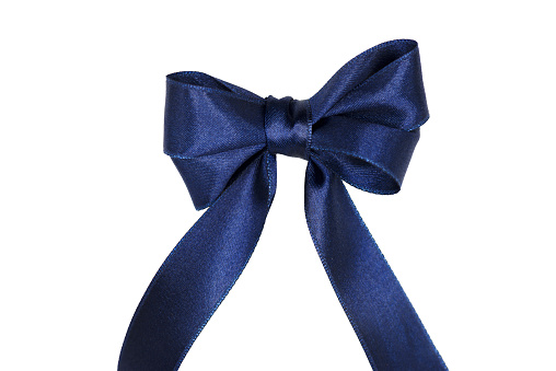 Dark blue ribbon on pure white background.