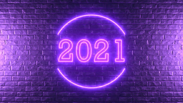 2021 New Year Neon Lighting Sign on Brick Wall