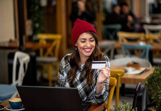 istock Young girl shopping on-line 1279539522