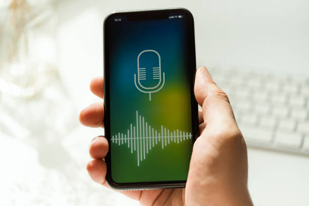 istock Voice recorder app on mobile phone screen 1279548453