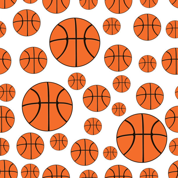 ilustrações de stock, clip art, desenhos animados e ícones de seamless pattern. seamless background with basketball balls. - basketball hoop basketball net backgrounds