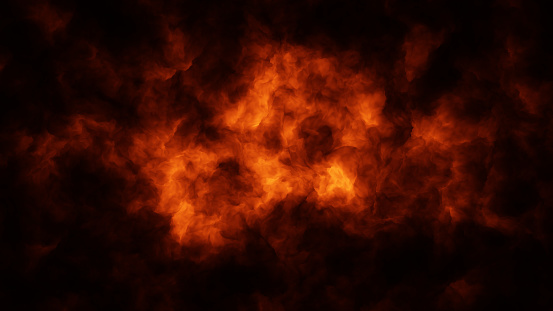 A wide angle overhead view of digitally created fire/smoke cloud background.