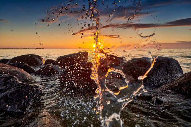 rocky baltic seascape in the evening