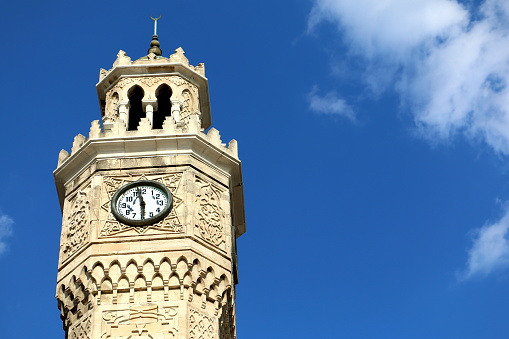 One hundred and fifty-year-old clock tower in Konak square, a symbol of Izmir