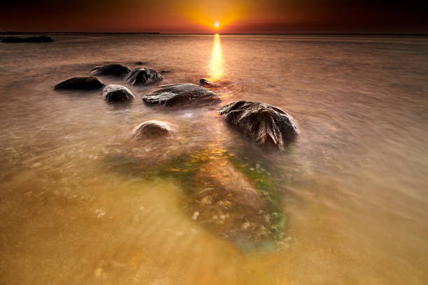 rocky baltic seascape in the evening