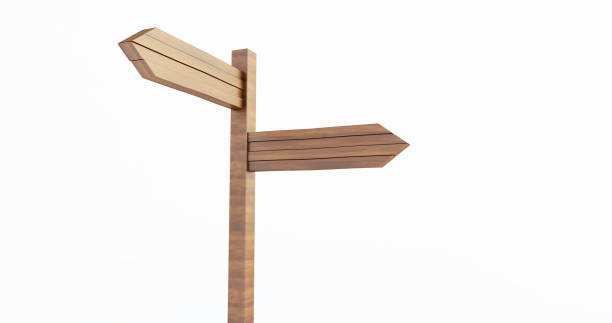 istock 3D rendering of Empty wooden signpost isolated on white background 1279558373