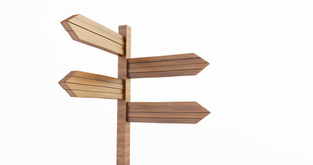 istock 3D rendering of Empty wooden signpost isolated on white background 1279558994