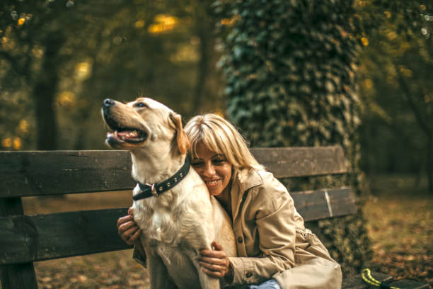 istock woman walking with her dog 1279561634