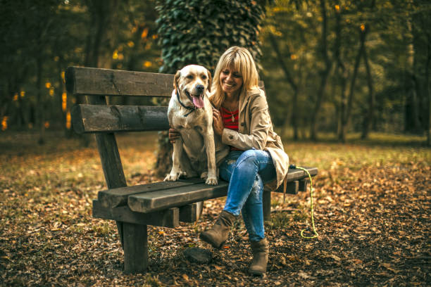 istock woman walking with her dog 1279561727