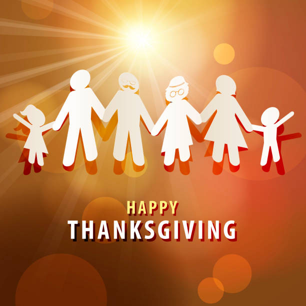 thanksgiving day mit der familie - family community paper chain offspring stock-grafiken, -clipart, -cartoons und -symbole