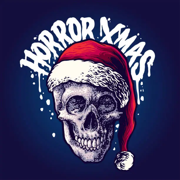 Vector illustration of Santa Skull Christmas  Horror Illustrations for your work merchandise clothing line and poster, greeting advertising business company or brands