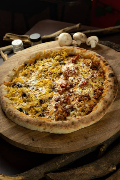 istock delicious giant large two flavor pizza 1279573575