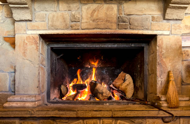 istock fireplace fire wam in winter season heat 1279578037