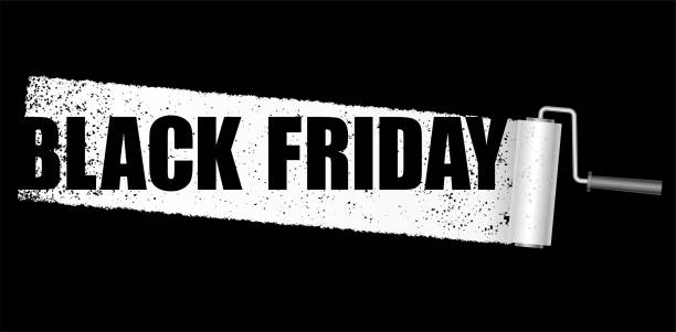 istock Black Friday Sale Banner With A White Paint Roller Background. Vector Illustration Isolated On A Black Background. 1279579668