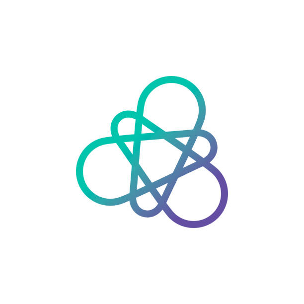 Abstract Line Molecular and Atomic Shape Logo Abstract Molecular and Atomic Shape Logo. Modern, Clean, and Professional. Suitable for pharmacy, biology, science, technology, lab, computer, chemistry, nuclear reactors, etc. nuclear fusion atoms stock illustrations